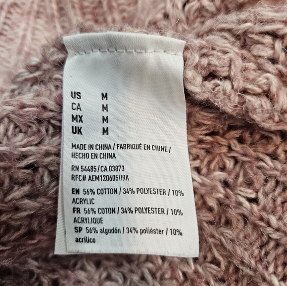 American Eagle Dusty Pink High Roll Neck Textured Sweater Size Medium Women O40 - Picture 8 of 10